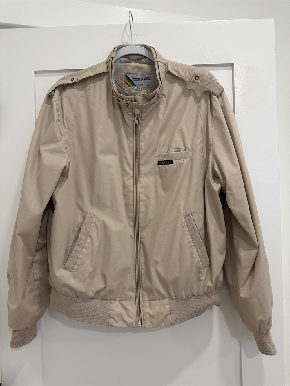 Vintage Members Only Europe Craft Bomber Jacket Tan Beige Size 44